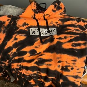 Welcome Inkblot Coral Pink & Black Tie Dye Hoodie